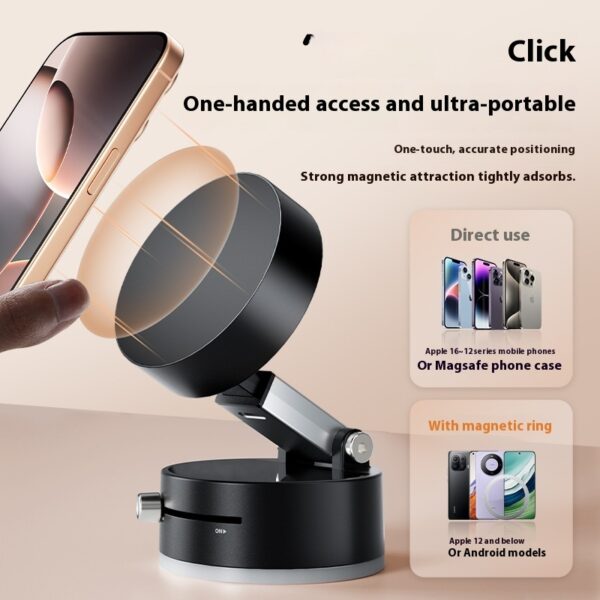 Foldable Magnetic Vacuum Car Phone Holder Foldable Suction Cup With Suction Cup Hands-Free Navigation For Smart Phone - Image 5